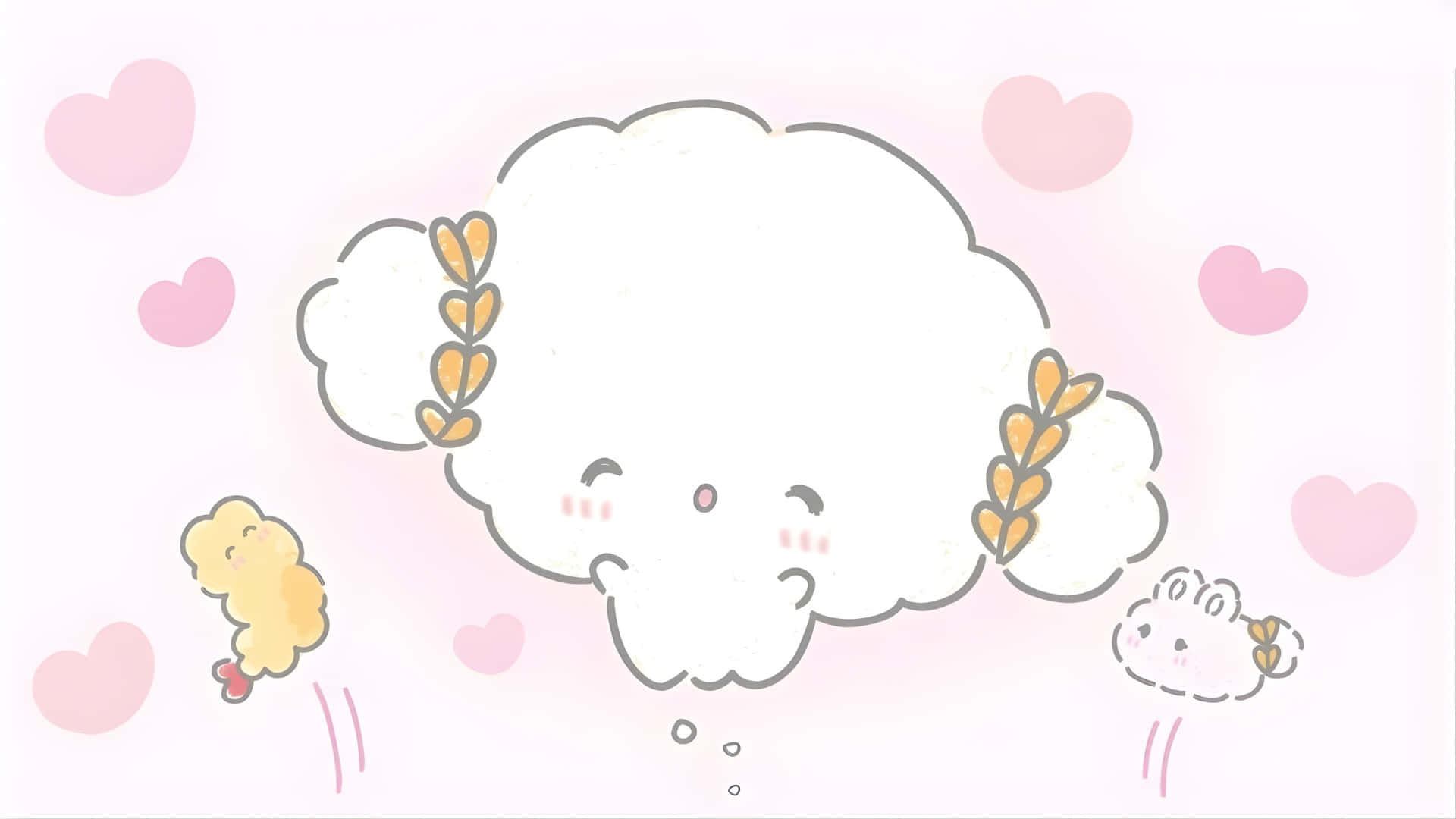 Cogimyun, cute cloud character, white cloud, Full HD Desktop Wallpaper