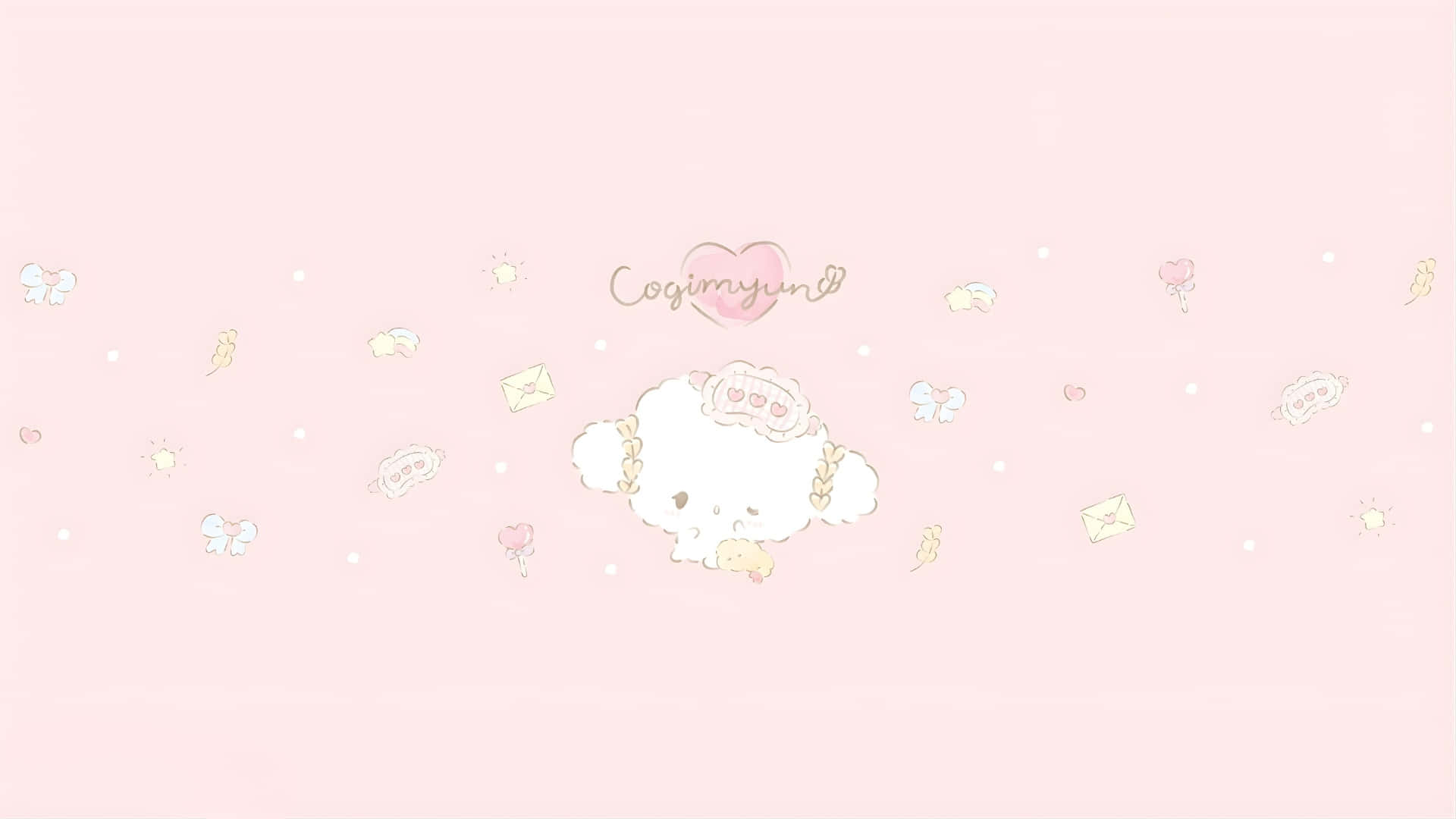 Cogimyun, cute white fluffy character, braids, Full HD Desktop Wallpaper