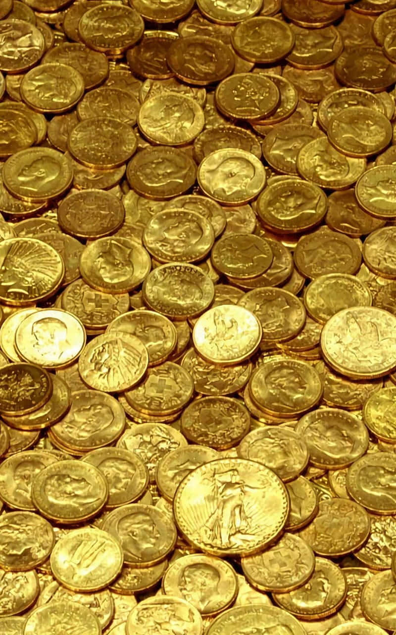 shiny gold coins, gleaming gold coins, piled together, HD Phone Wallpaper