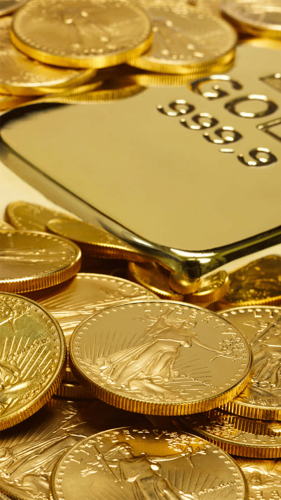 gold bullion, coins, gold bar, HD Phone Wallpaper