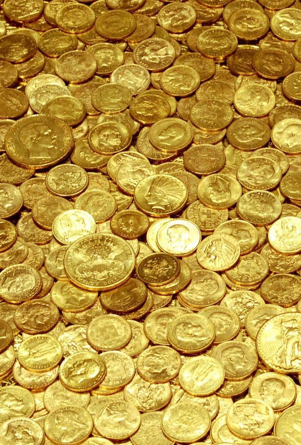 ancient golden coin, gleaming gold coins, detailed engravings, HD Phone Wallpaper