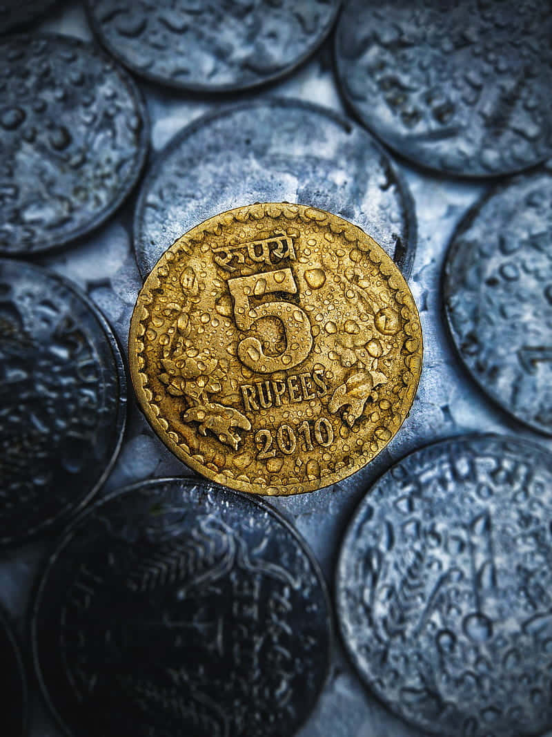 gold rupees coin, 5 rupees coin, 2010, SD Phone Wallpaper
