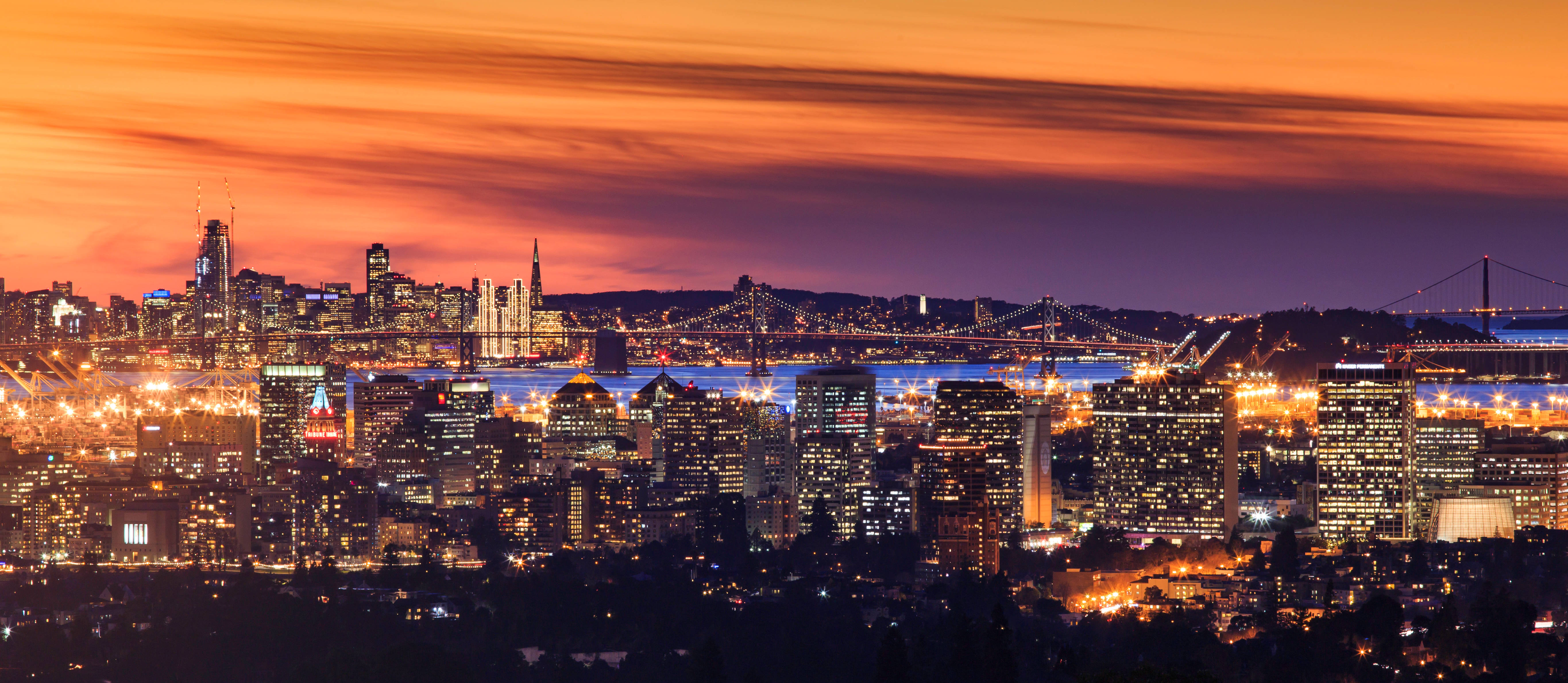Coit Tower, downtown San Francisco, city skyline, 5K Desktop Wallpaper