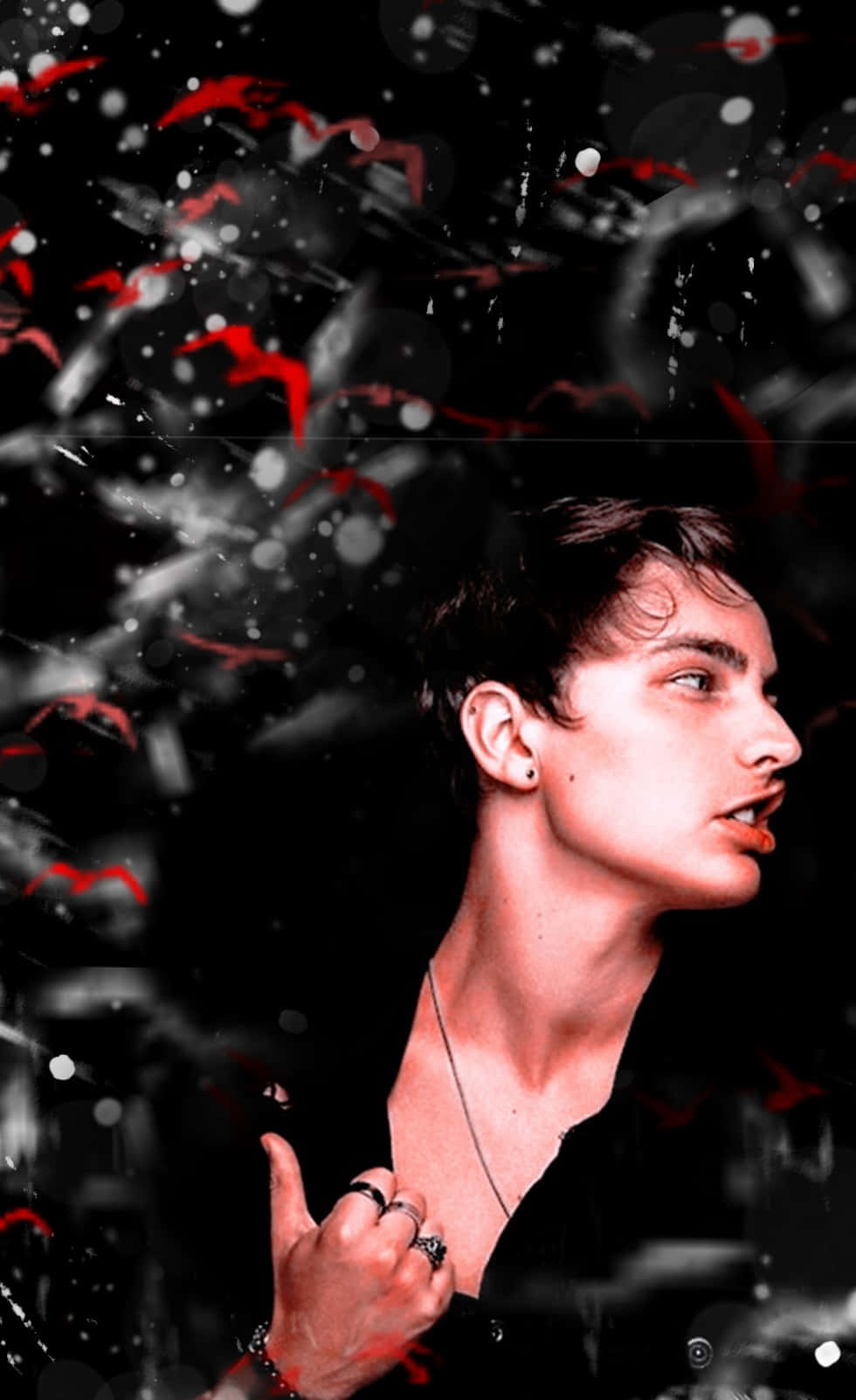 Colby Brock, red accents, black background, HD Phone Wallpaper