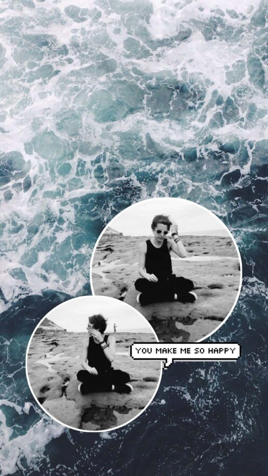 Colby Brock, rocky beach, black and white photos, HD Phone Wallpaper