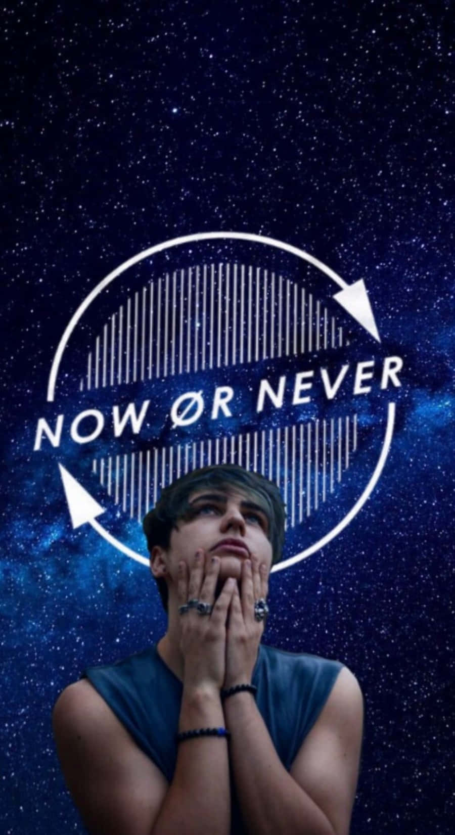 Colby Brock, now or never, starry cosmic backdrop, HD Phone Wallpaper