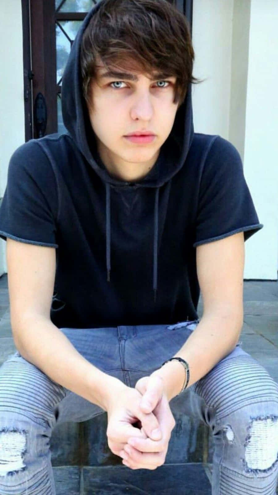 Colby Brock, intense blue eyes, black hoodie, HD Phone Wallpaper