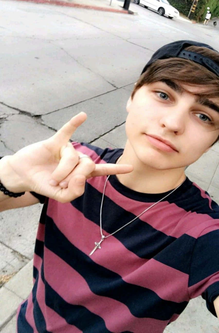 Colby Brock, striped shirt, cap, HD Phone Wallpaper