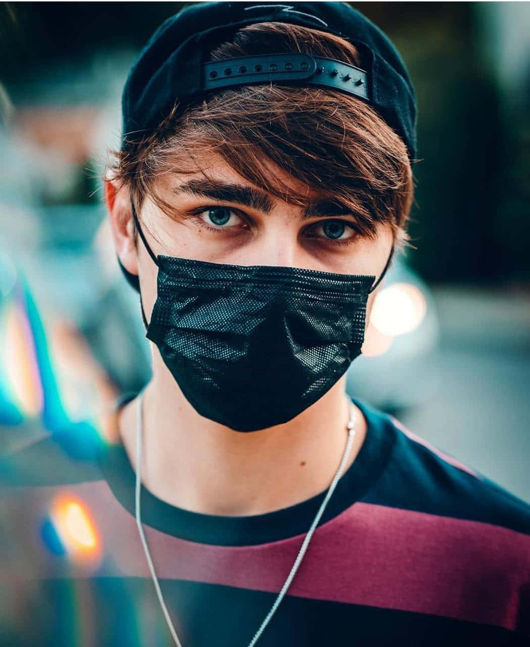 Colby Brock, blue eyes, black face mask, HD Phone Wallpaper