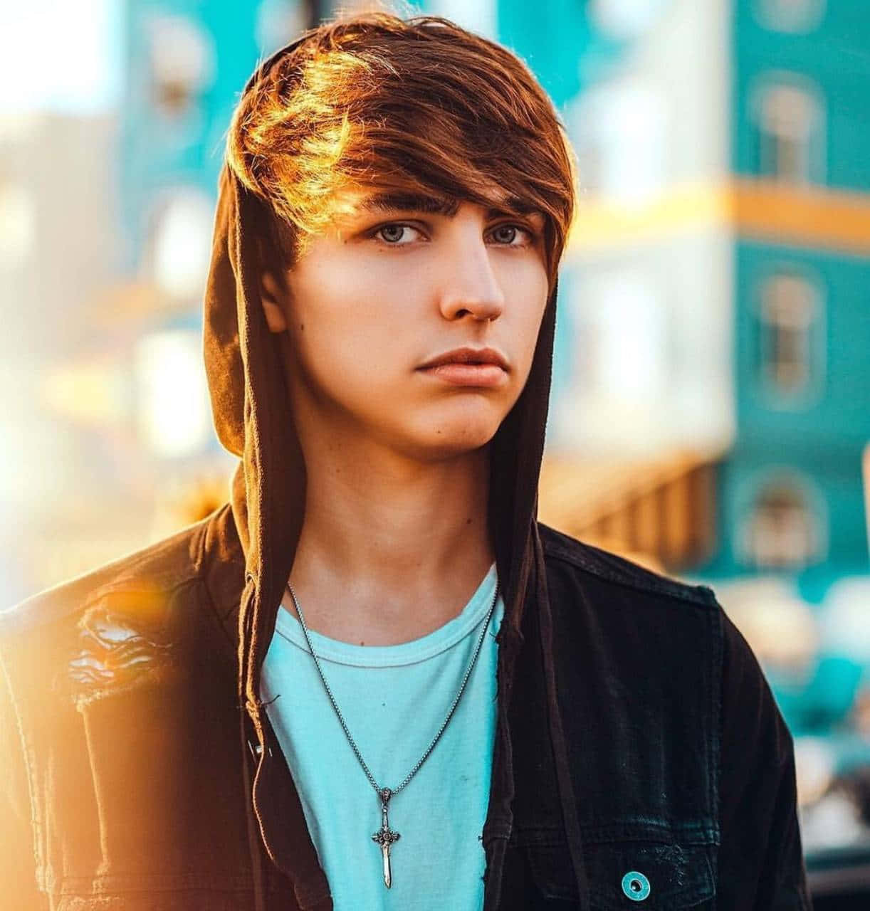 Colby Brock, brown hair, hooded jacket, HD Phone Wallpaper