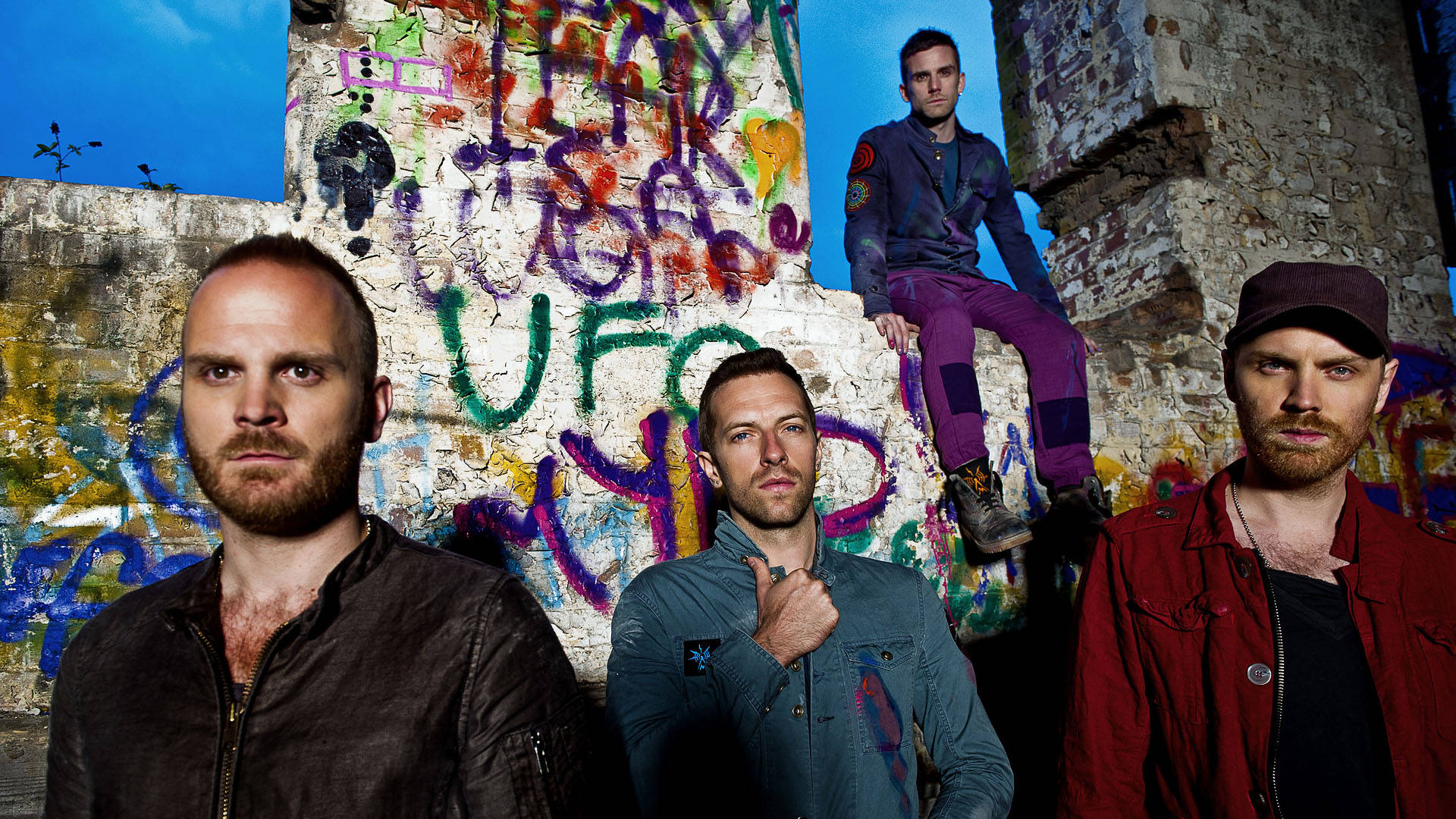 Coldplay, street graffiti, ruin, Full HD Desktop Wallpaper
