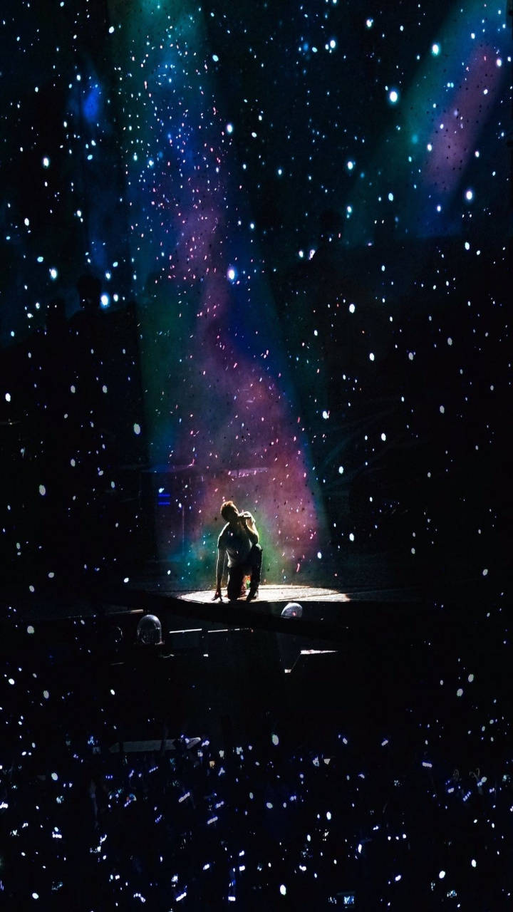 Coldplay, galaxy spotlight, starry cosmic light show, HD Phone Wallpaper