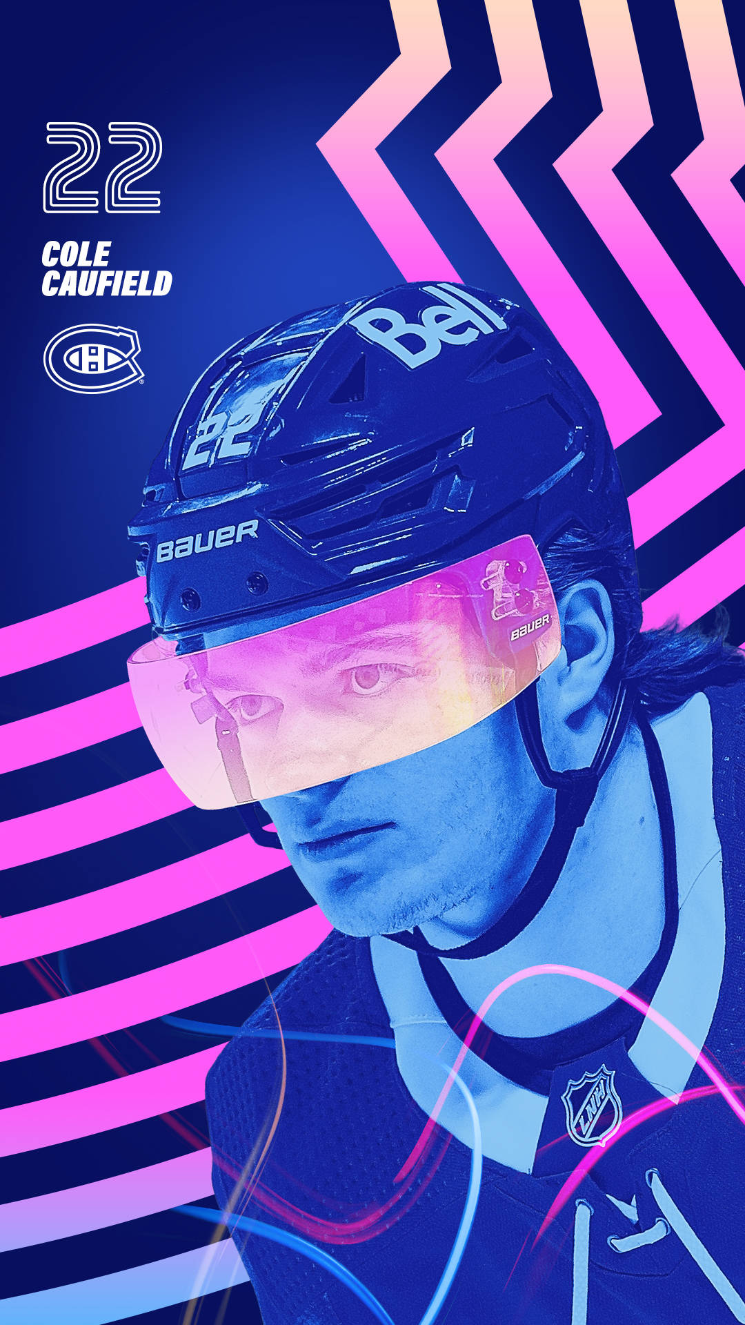Cole Caufield, blue helmet, blue jersey, Full HD Phone Wallpaper