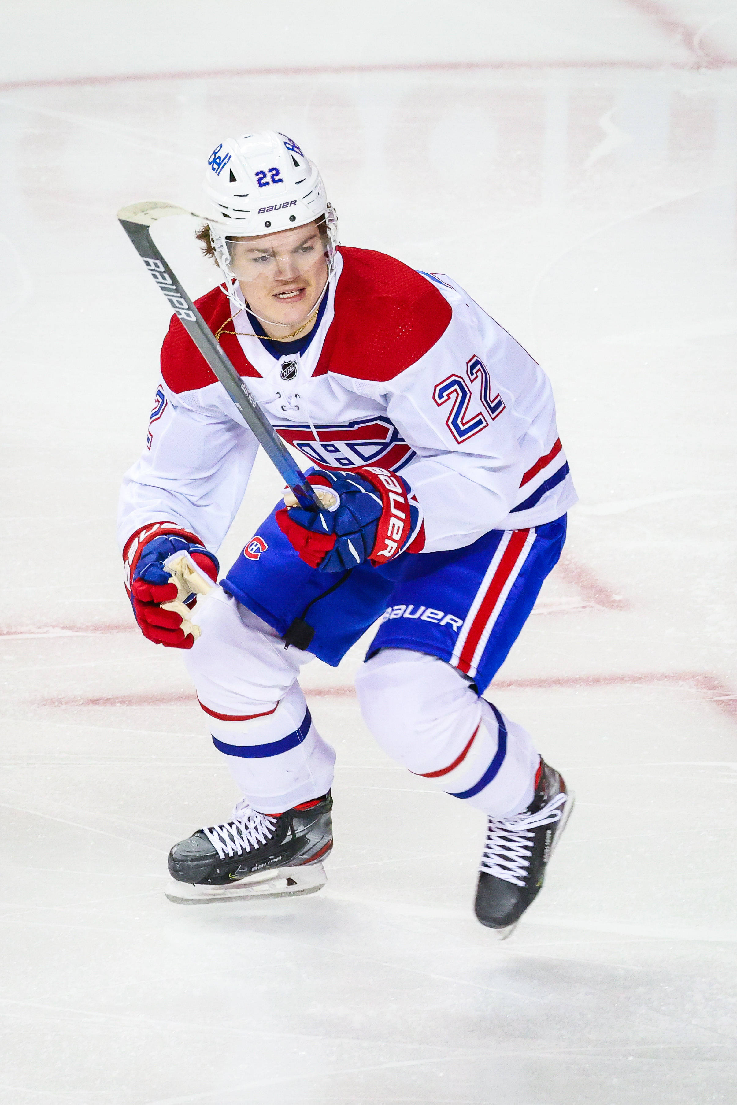 Cole Caufield, white red and blue uniform, ice, 2K Phone Wallpaper