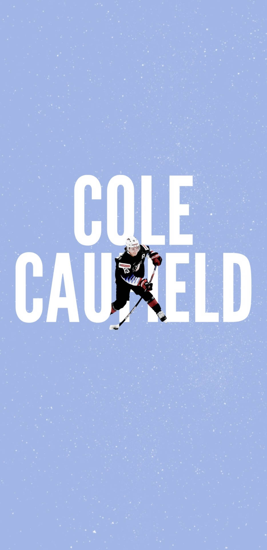 Cole Caufield, Hockey player, snowy blue background, Full HD Phone Wallpaper