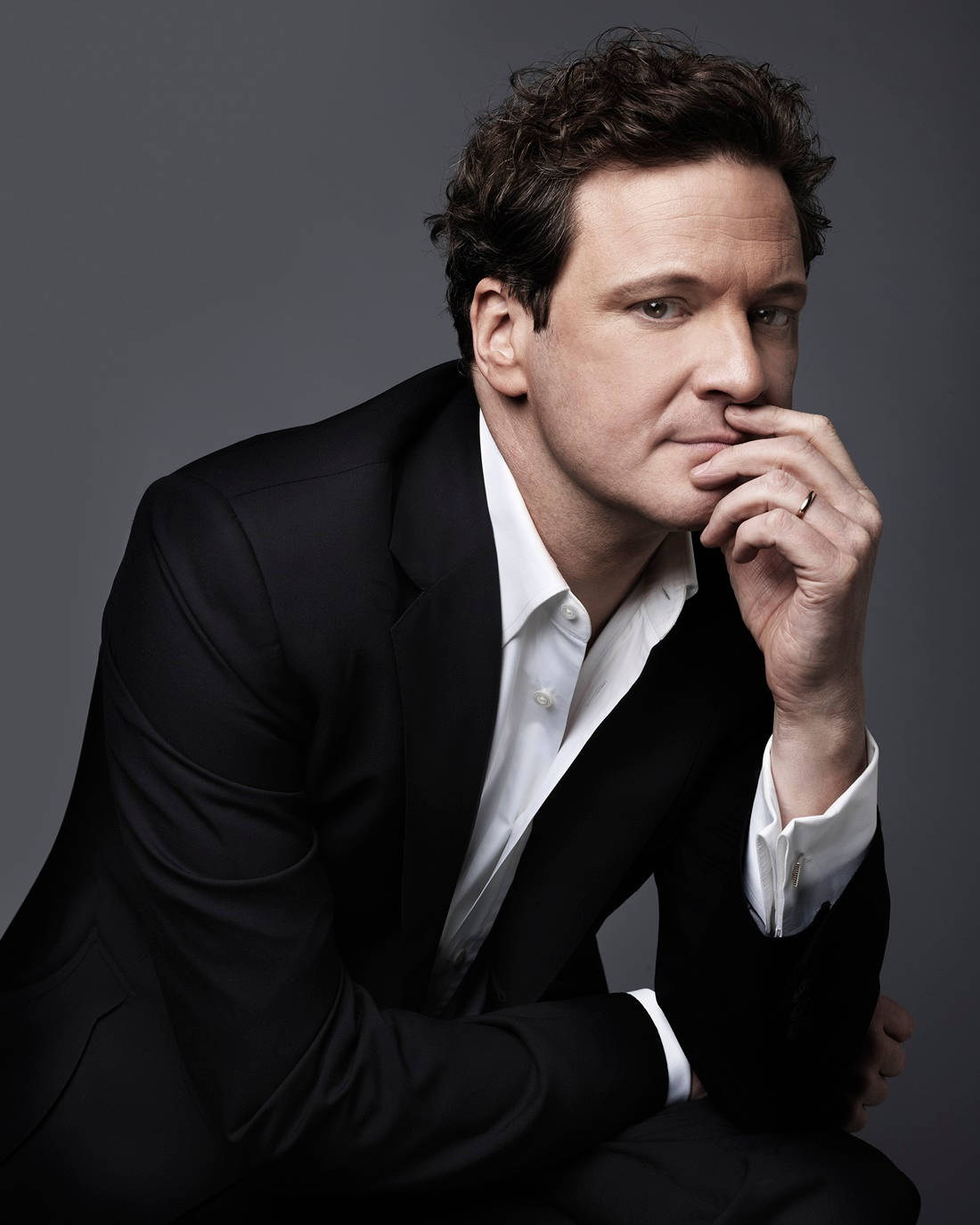 Colin Firth, black suit, white shirt, HD Phone Wallpaper