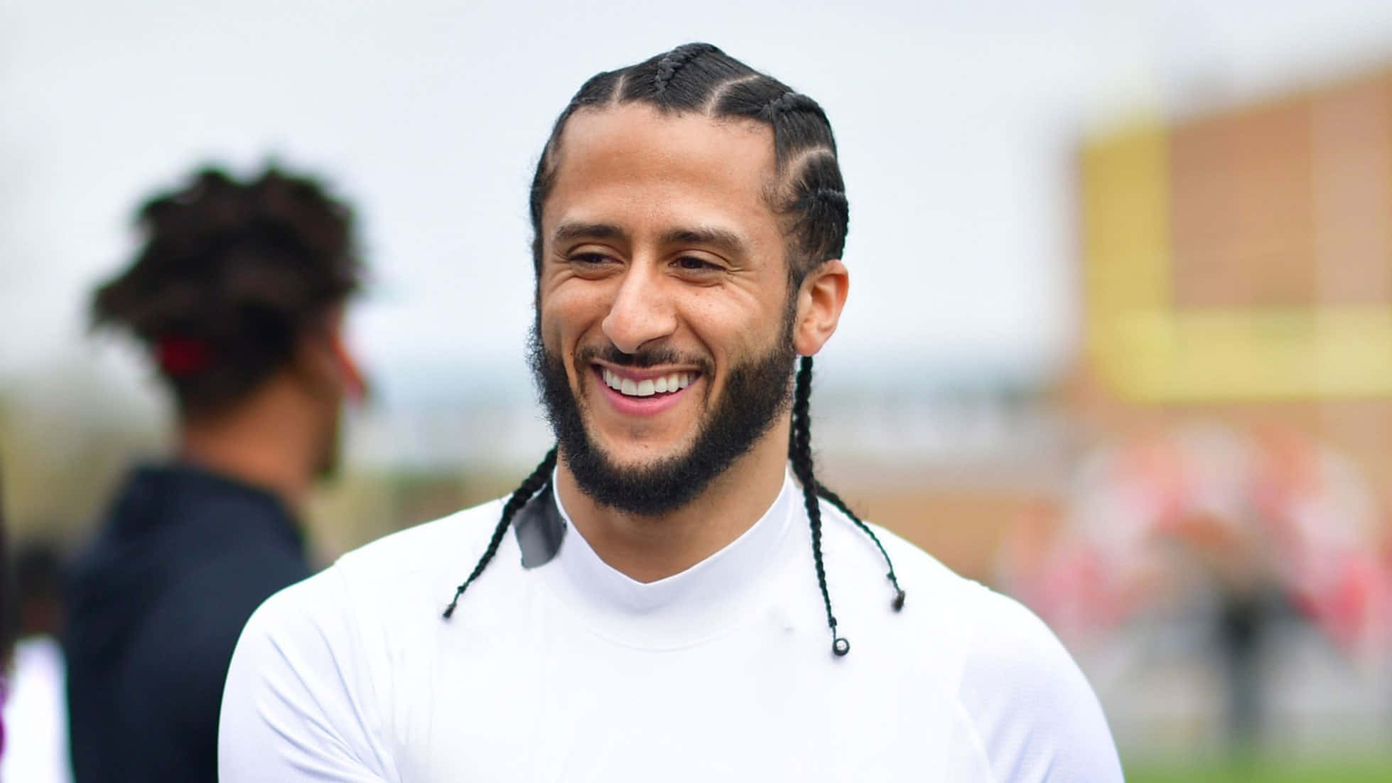 Colin Kaepernick, white shirt, braided hair, Full HD Desktop Wallpaper