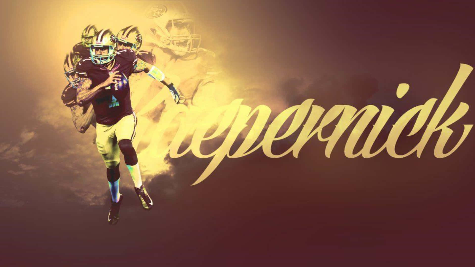 Colin Kaepernick, maroon jersey, golden glowing background, Full HD Desktop Wallpaper