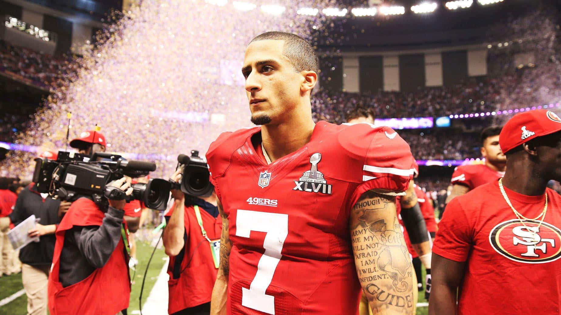 Colin Kaepernick, red 49ers jersey, number 7, HD Desktop Wallpaper