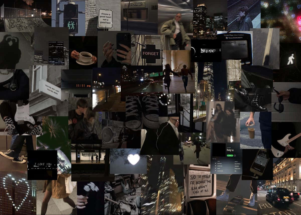 Aesthetic Grunge Laptop, nighttime city scenes, street art, SD Desktop Wallpaper