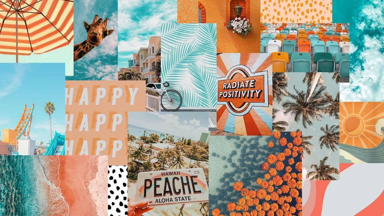Radiate Positivity, collage aesthetic computer, palm trees, HD Desktop Wallpaper