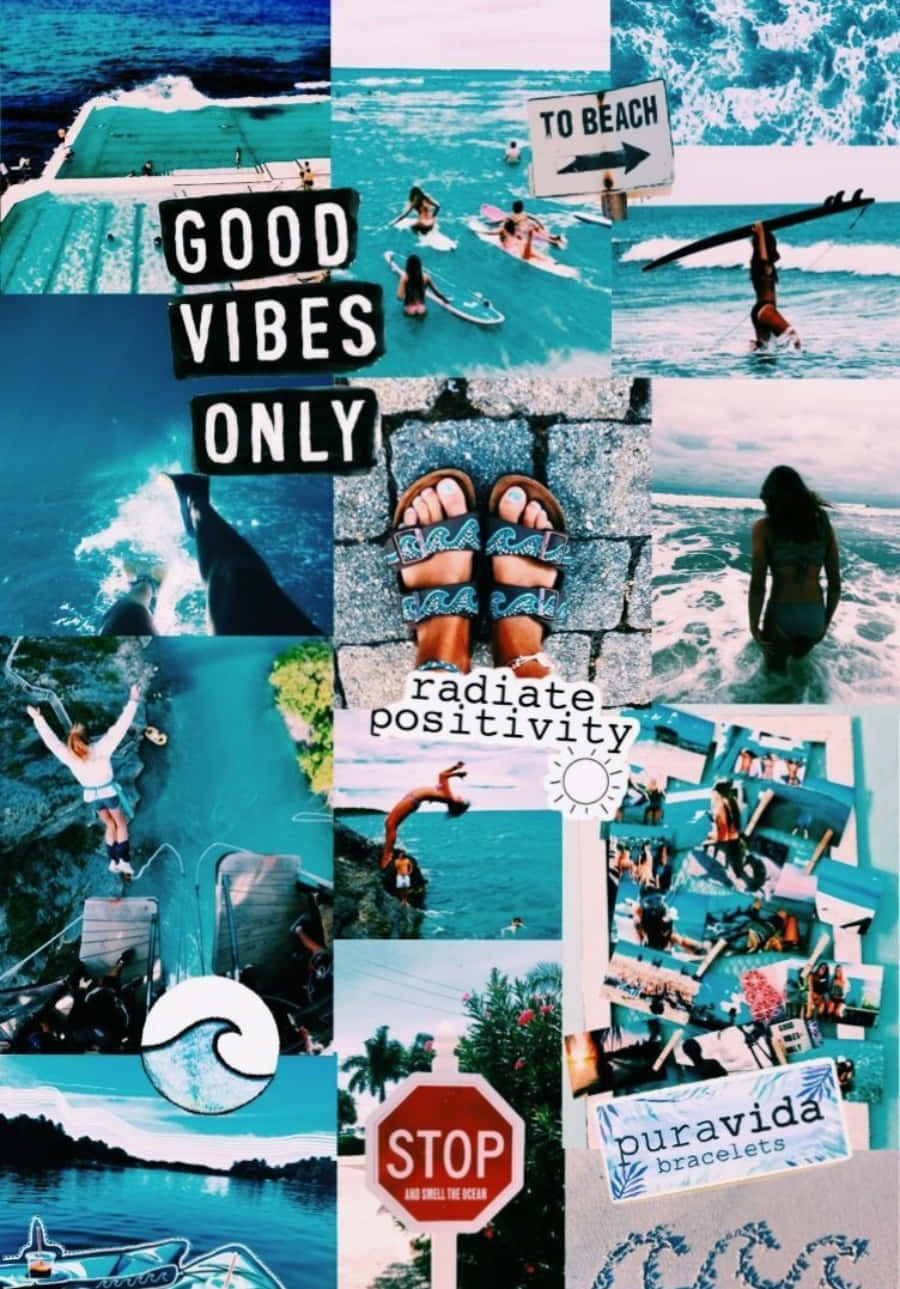 beach collage, teal-toned, surfers, HD Phone Wallpaper