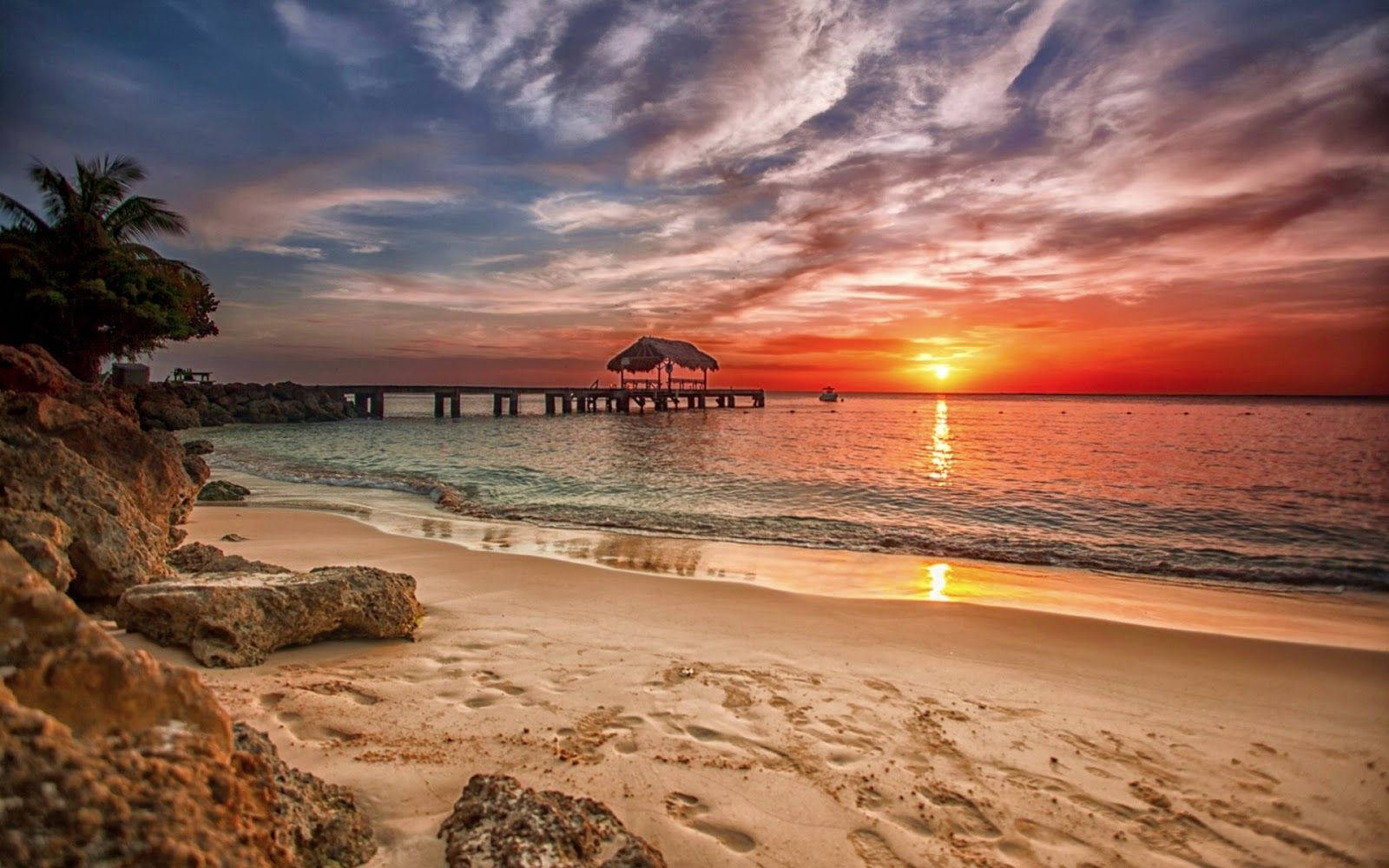 sunset, fiery orange, pink, HD Desktop Wallpaper
