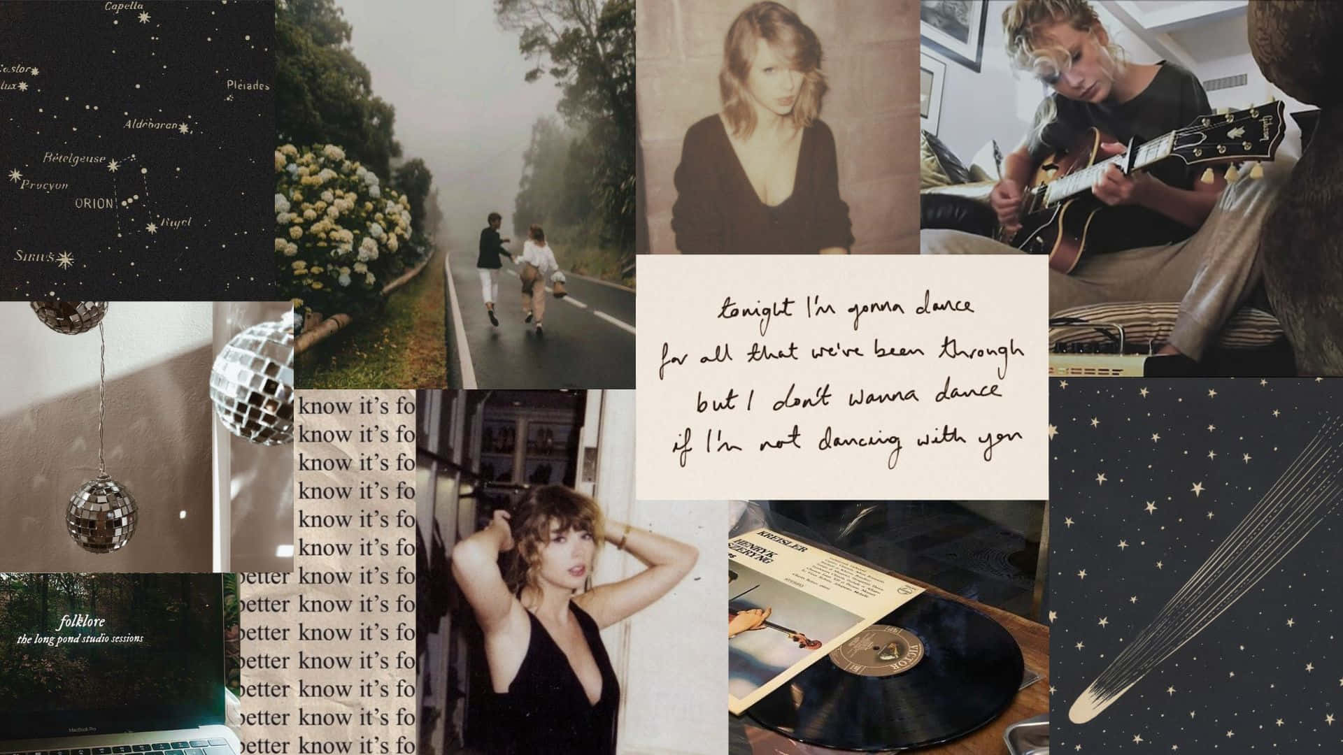 Taylor Swift Aesthetic, disco balls, vinyl records, Full HD Desktop Wallpaper