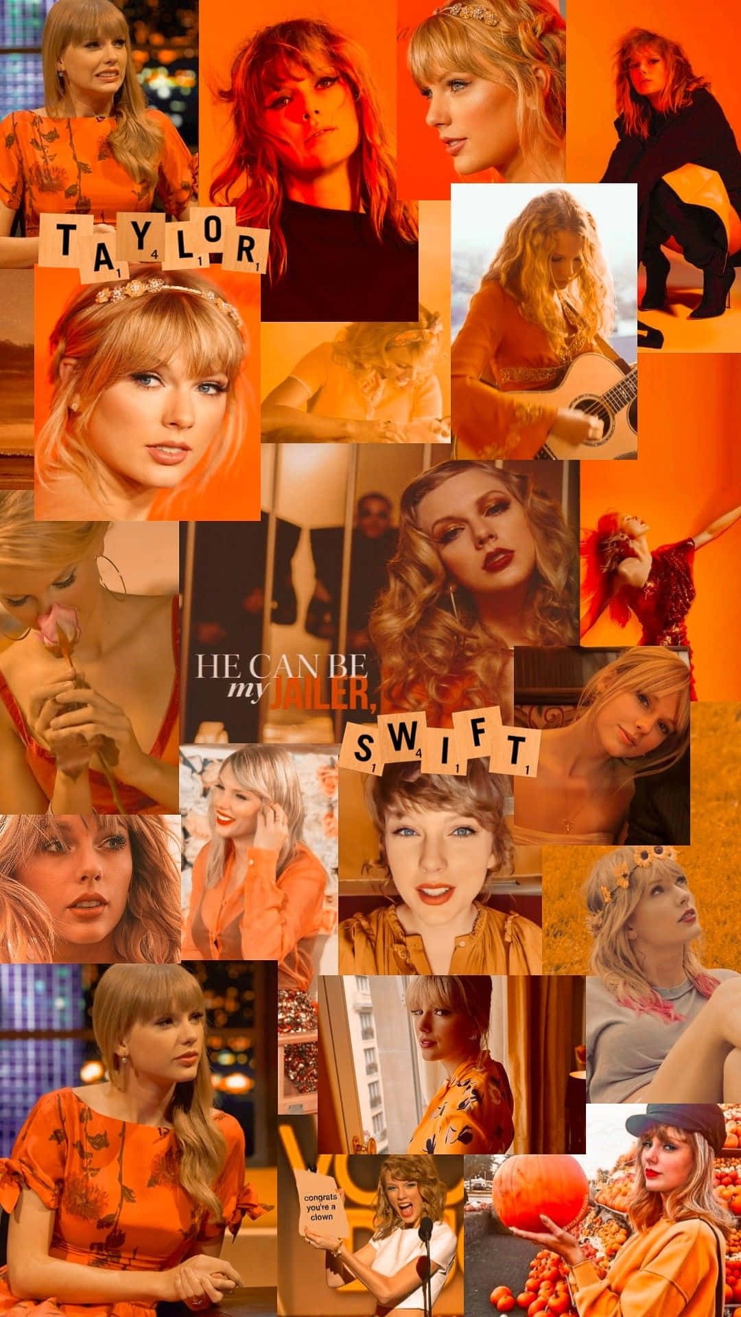 Taylor Swift, orange aesthetic, collage, HD Phone Wallpaper