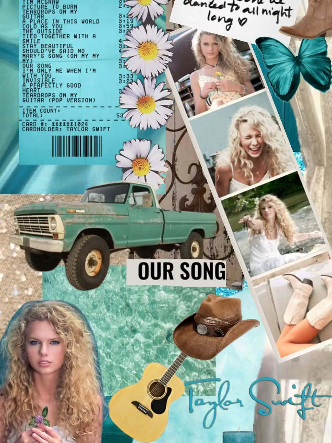 Taylor Swift, daisies, vintage green truck, HD Phone Wallpaper