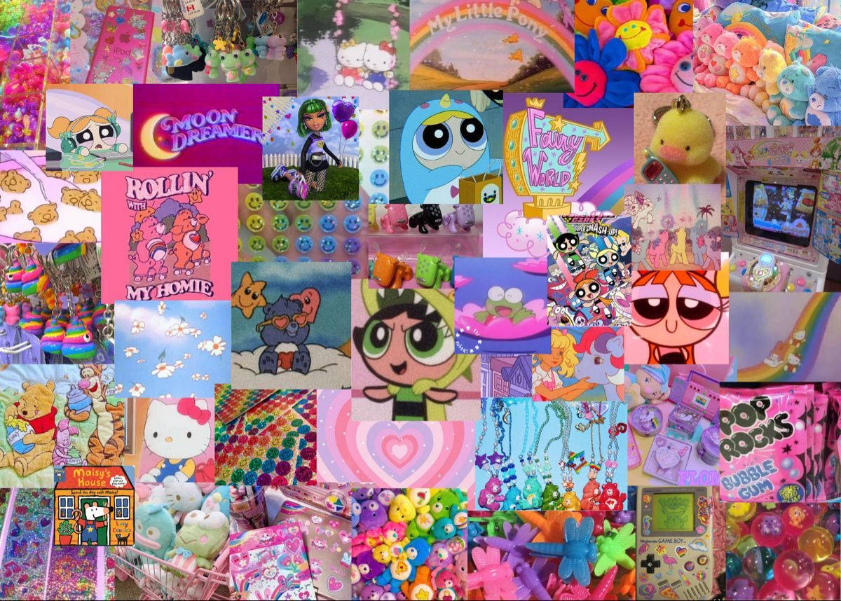 indie aesthetic, kawaii cartoon characters, plush toys, SD Desktop Wallpaper
