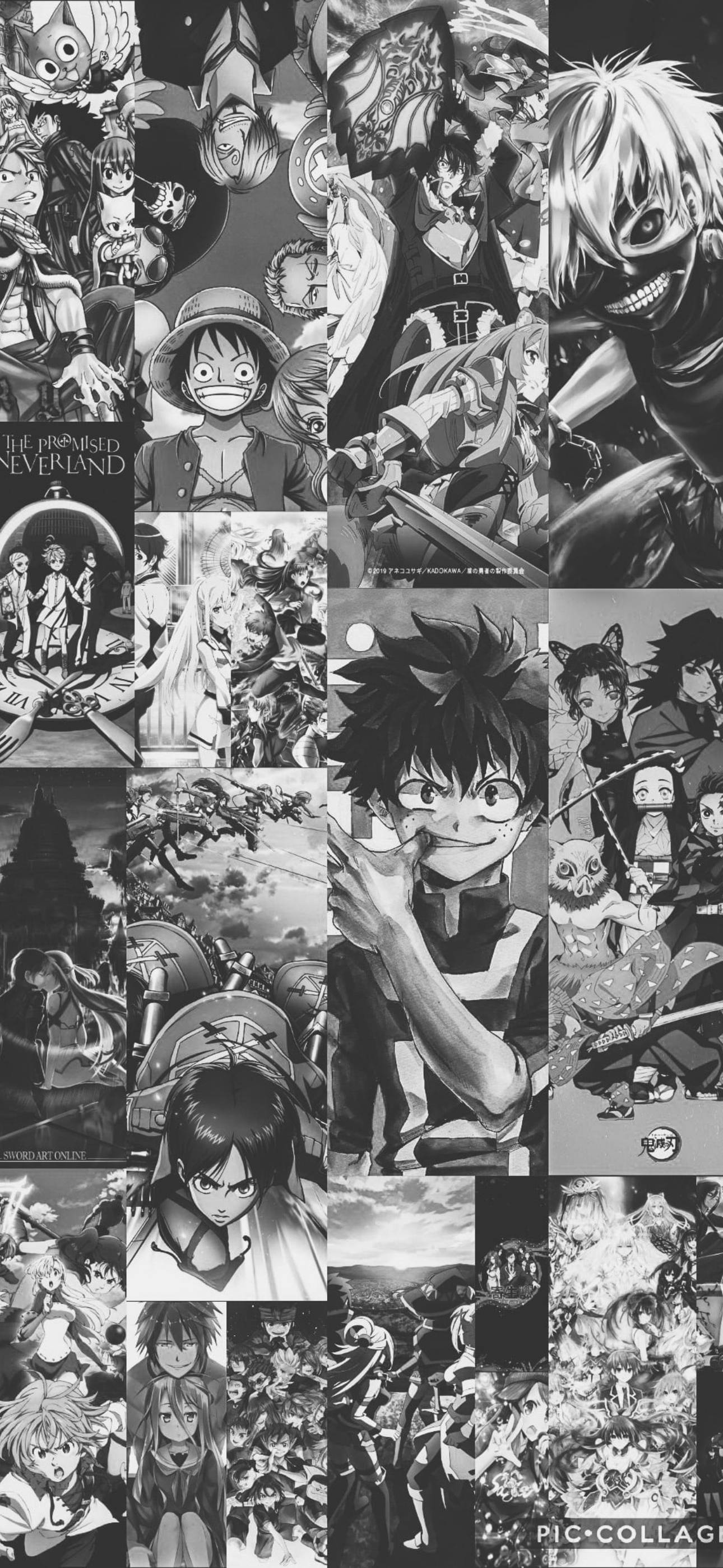 anime characters, various series, grid pattern, 2K Phone Wallpaper