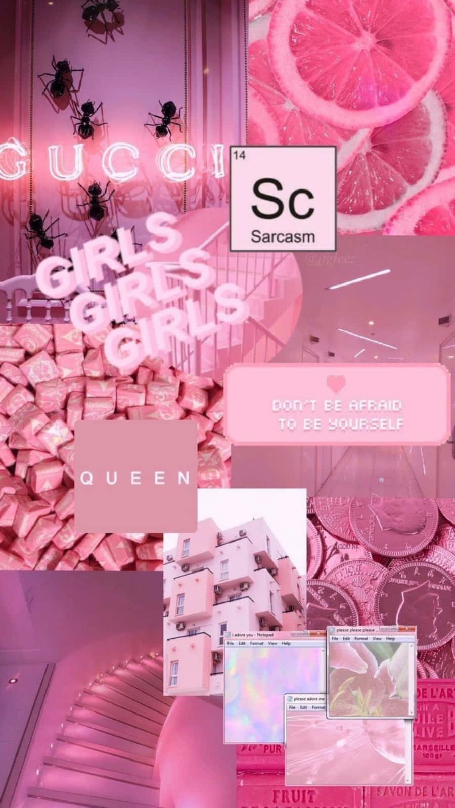 aesthetic pink collage, luxury brand logos, citrus slices, HD Phone Wallpaper