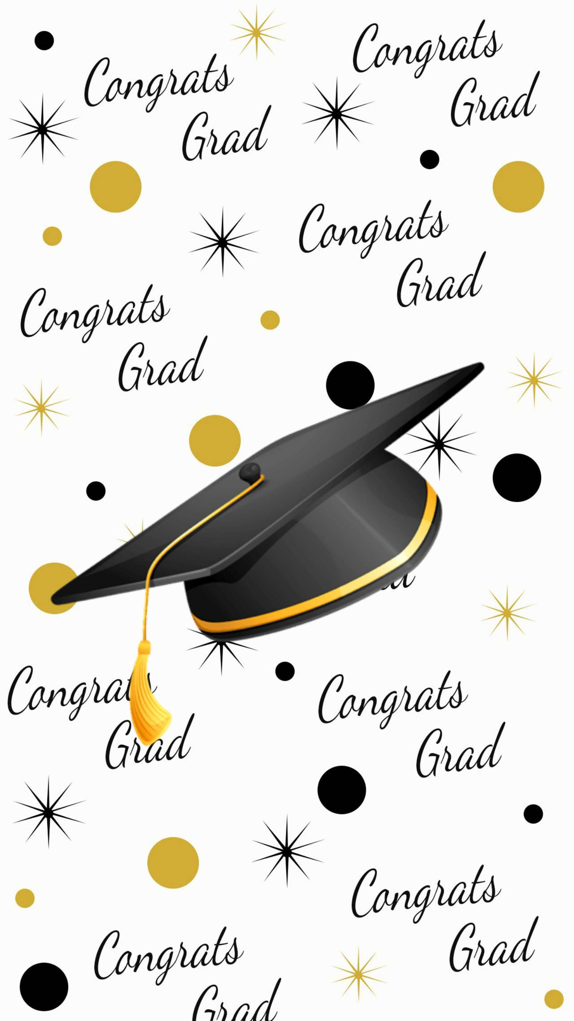 black graduation cap, gold tassel, Congrats Grad, 2K Phone Wallpaper