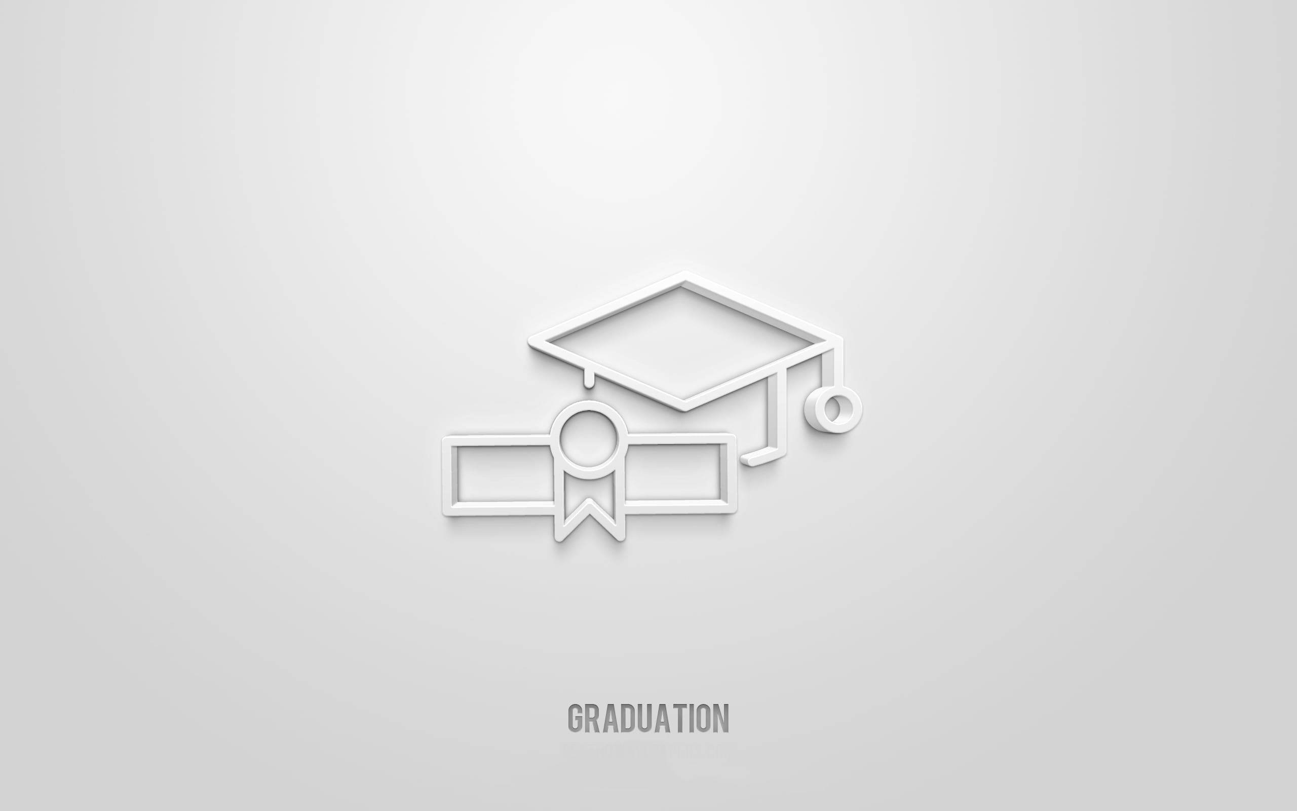 graduation cap, diploma, white, 2K Desktop Wallpaper