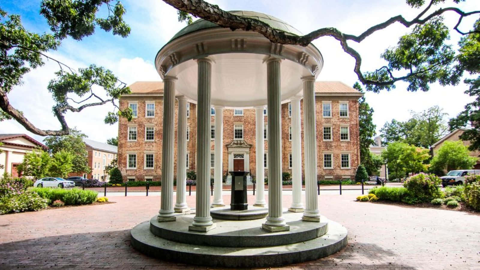classic college campus gazebo, white columned gazebo, green dome, HD Desktop Wallpaper