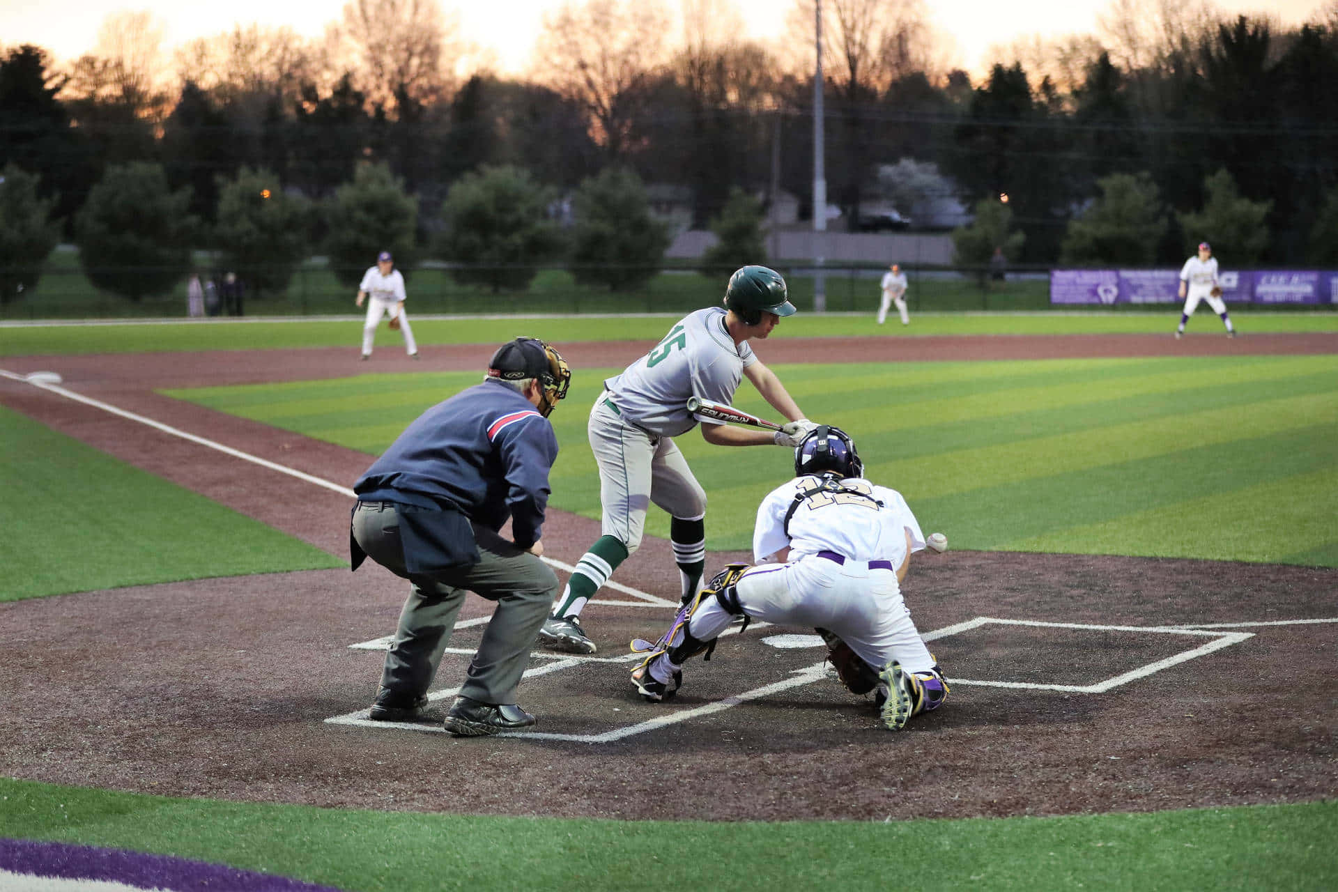 College Baseball, dusk, batter, Full HD Desktop Wallpaper