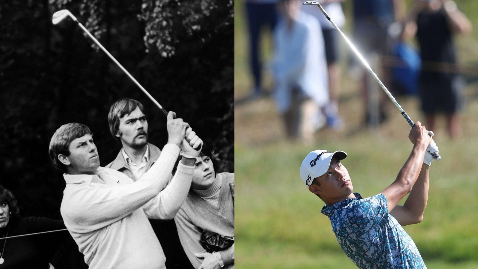 Collin Morikawa, golf legend, mid-swing, HD Desktop Wallpaper