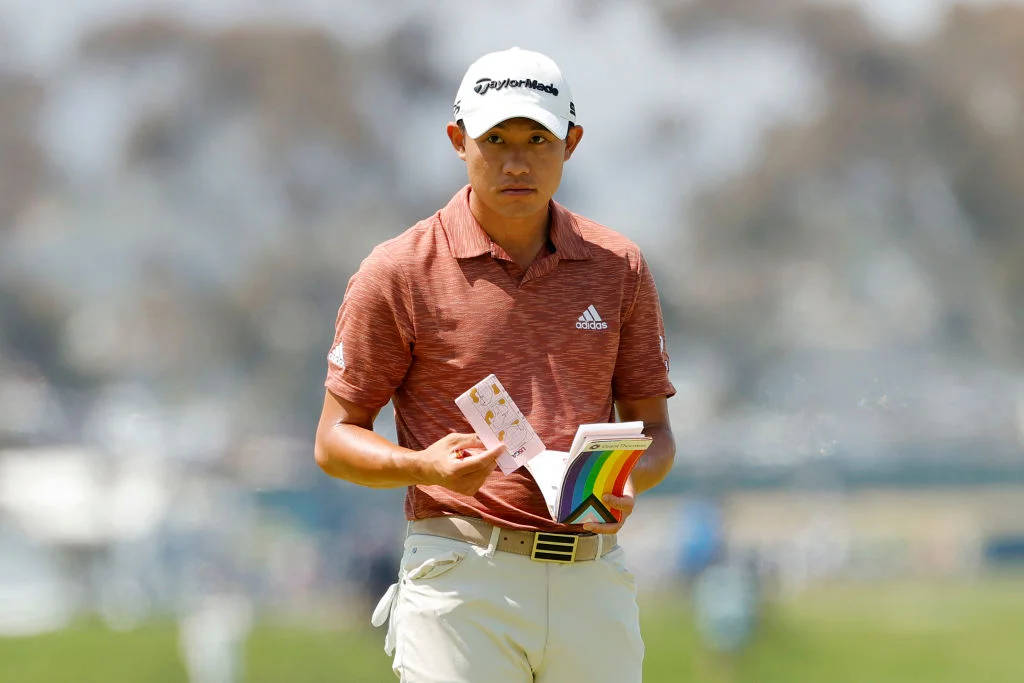 Collin Morikawa, pocket notebook, coral polo, SD Desktop Wallpaper