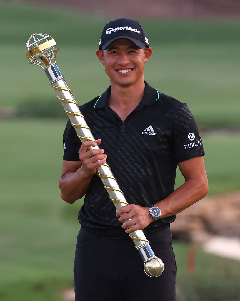 Collin Morikawa, staff award, gold and silver trophy, SD Phone Wallpaper