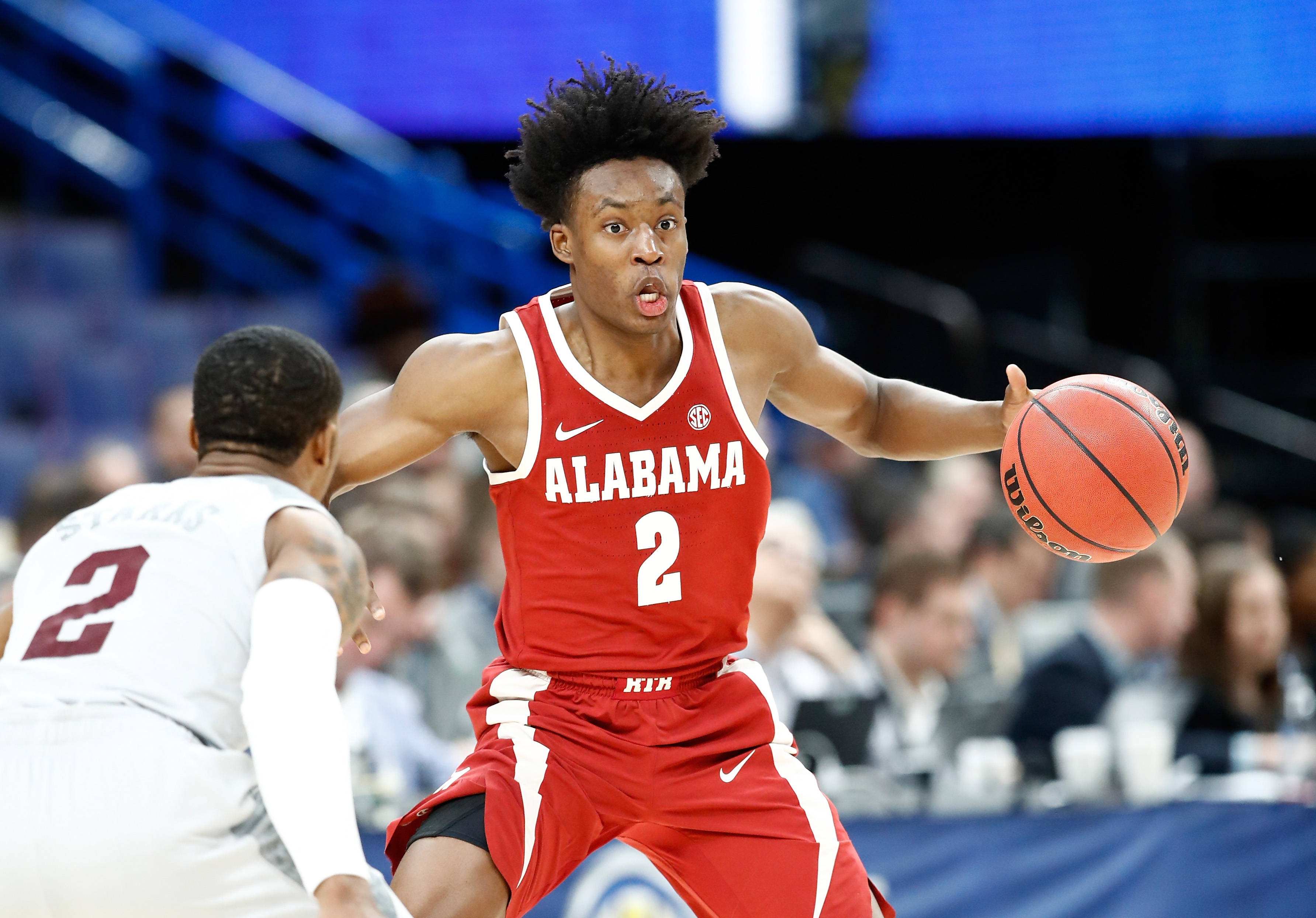 Collin Sexton, Alabama basketball player, red jersey, 2K Desktop Wallpaper