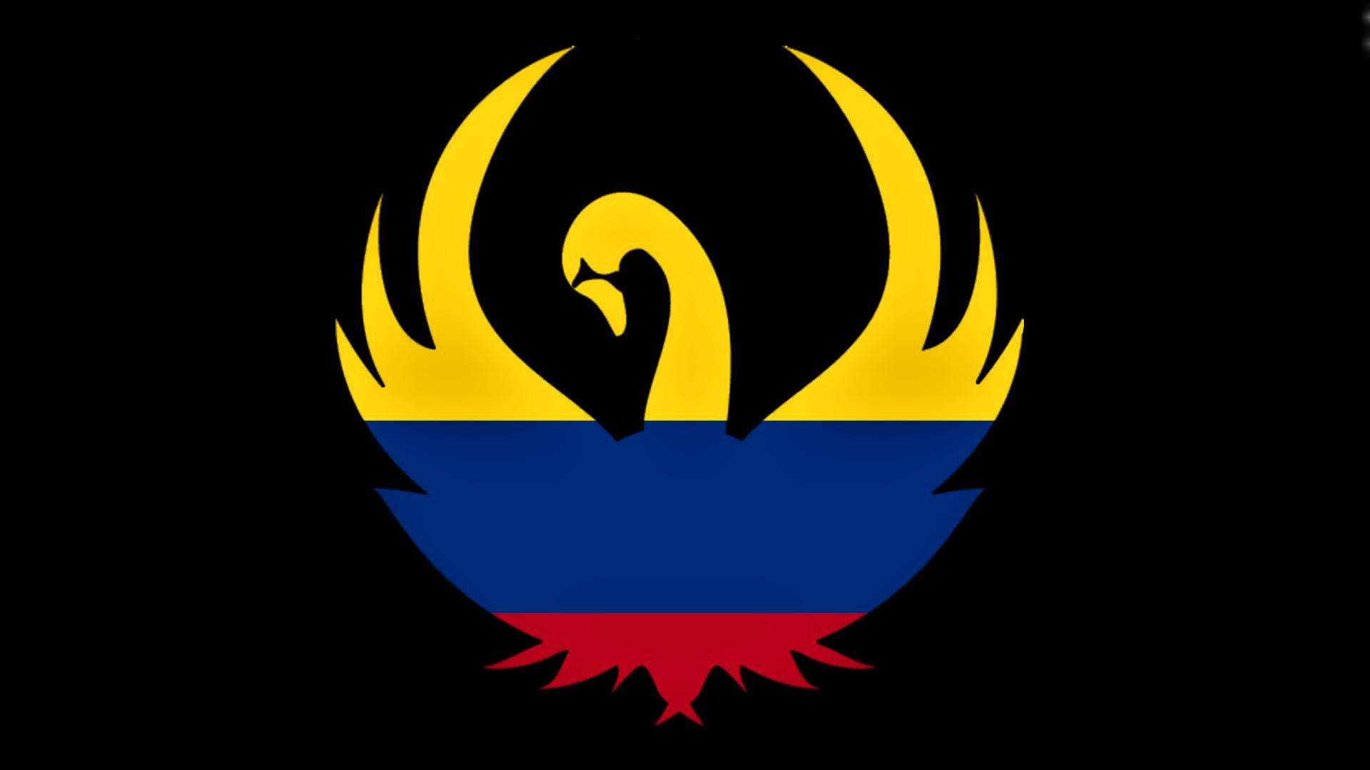 Colombia flag, yellow swan, fiery wings, Full HD Desktop Wallpaper