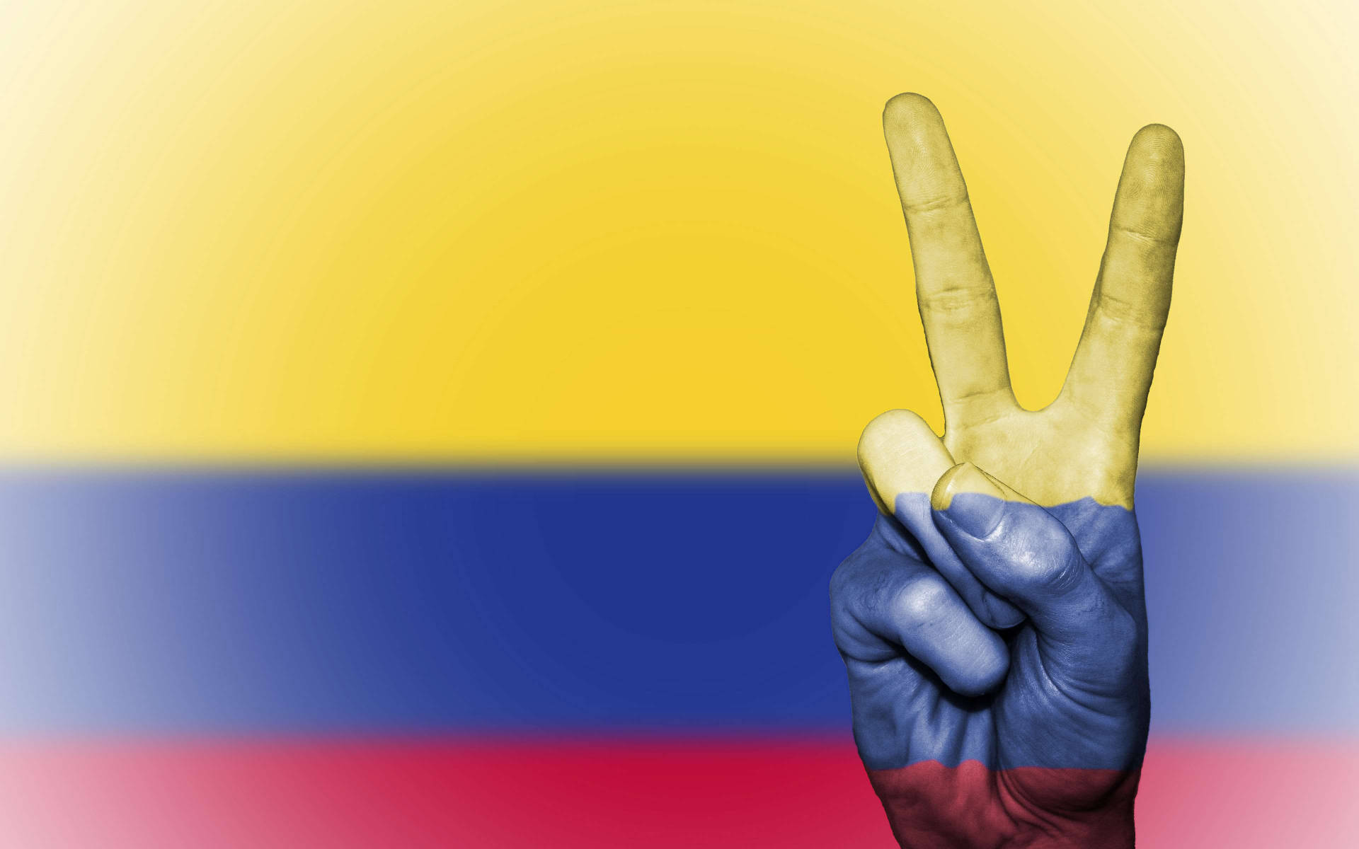 Colombia flag, peace sign, hand painted, Full HD Desktop Wallpaper