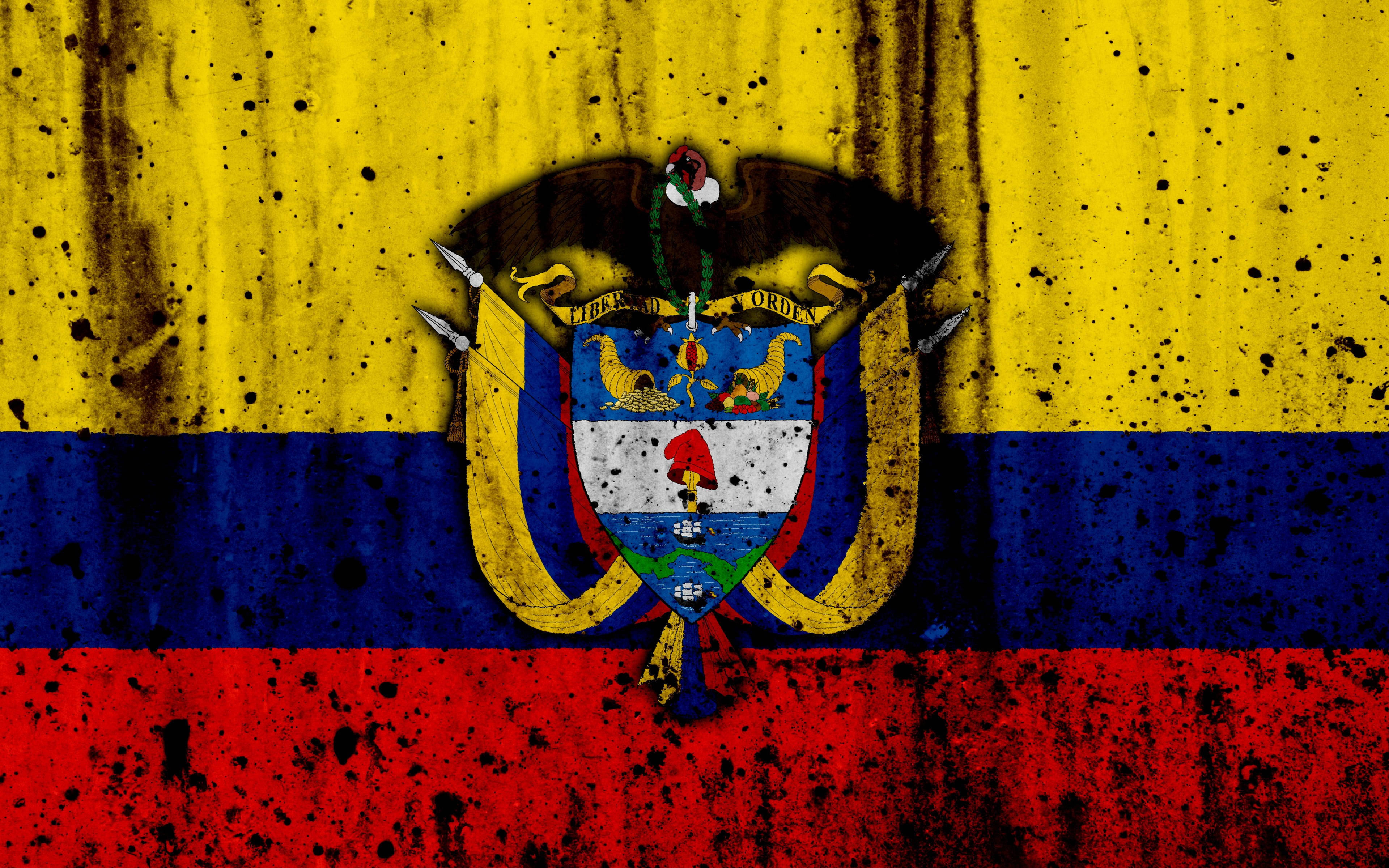 Colombia flag, yellow, blue, 4K Desktop Wallpaper