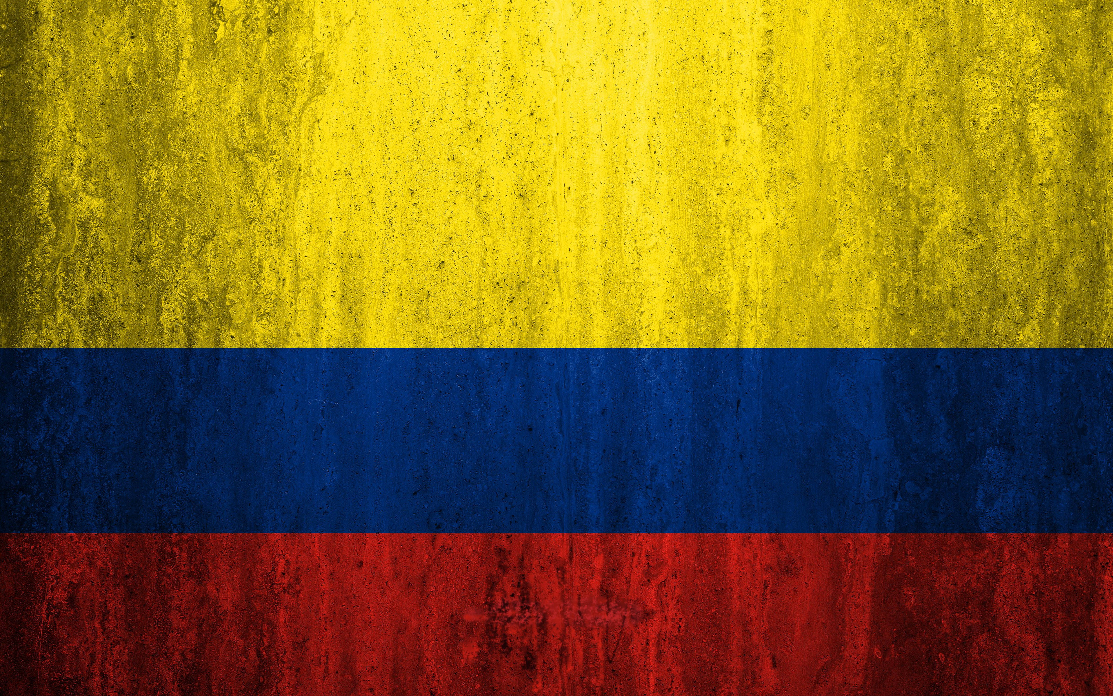 Colombia flag, black stain art, yellow, 4K Desktop Wallpaper