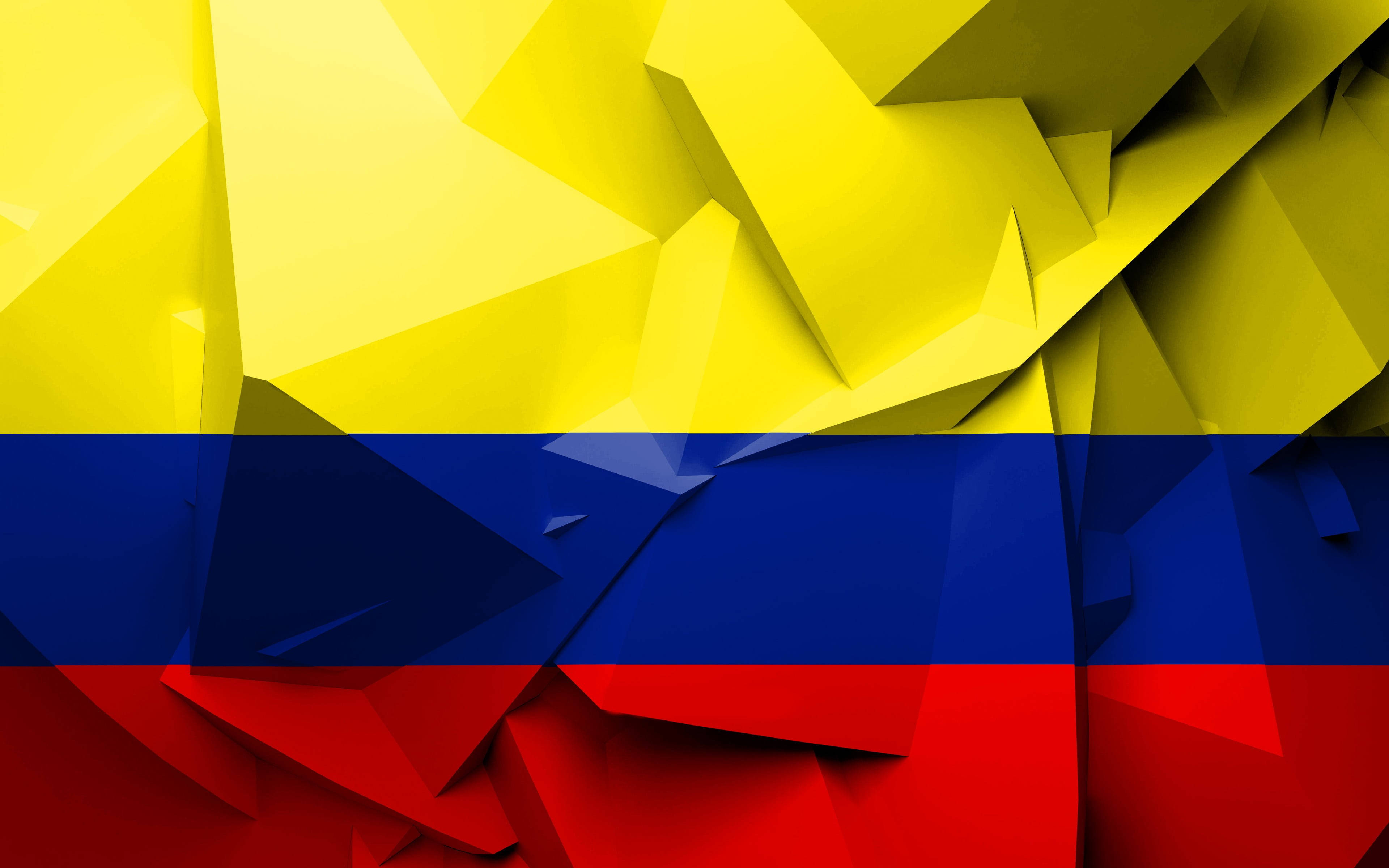Colombia flag, yellow, blue, 4K Desktop Wallpaper