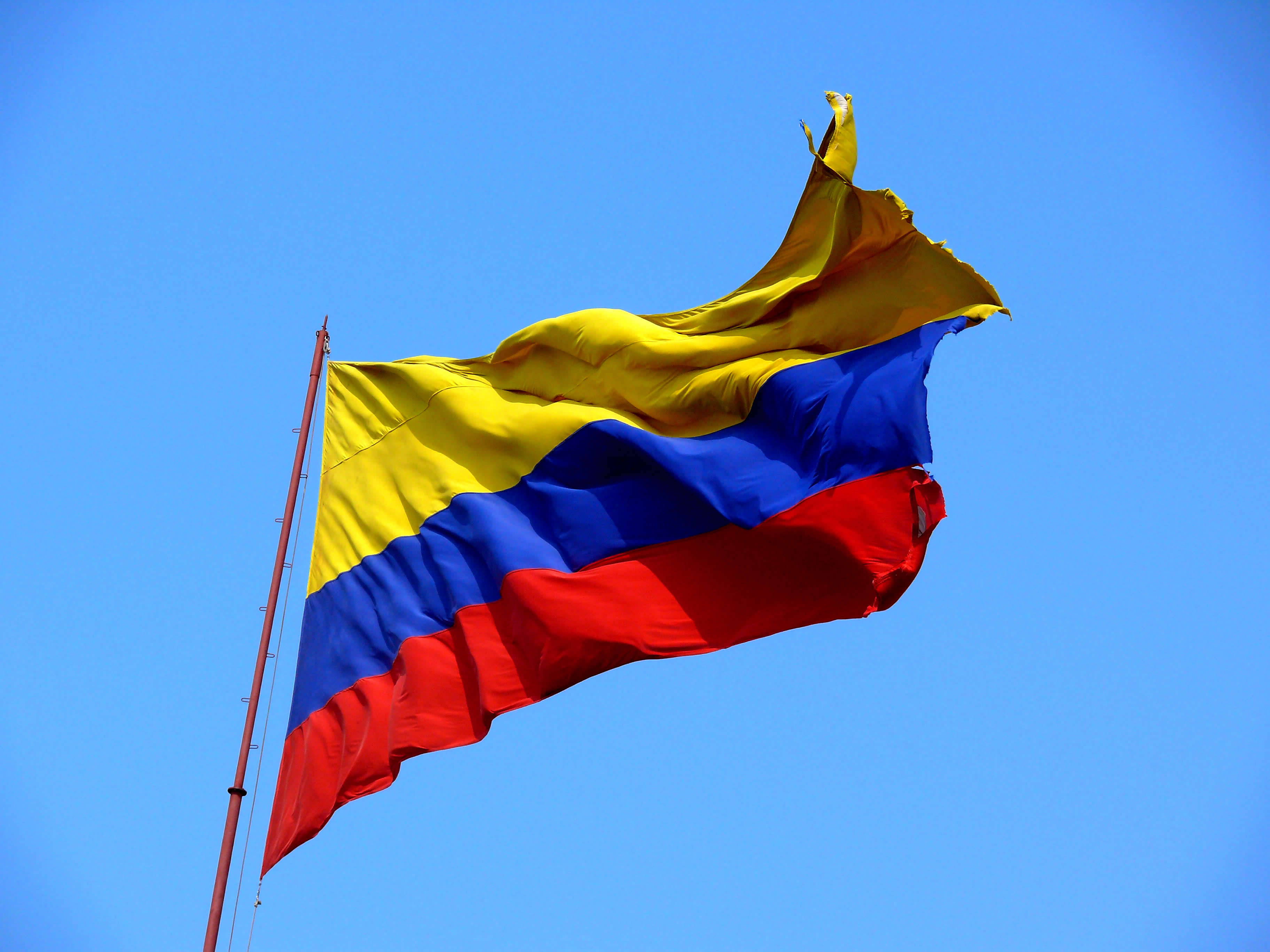 Colombia flag, yellow, blue, 2K Desktop Wallpaper