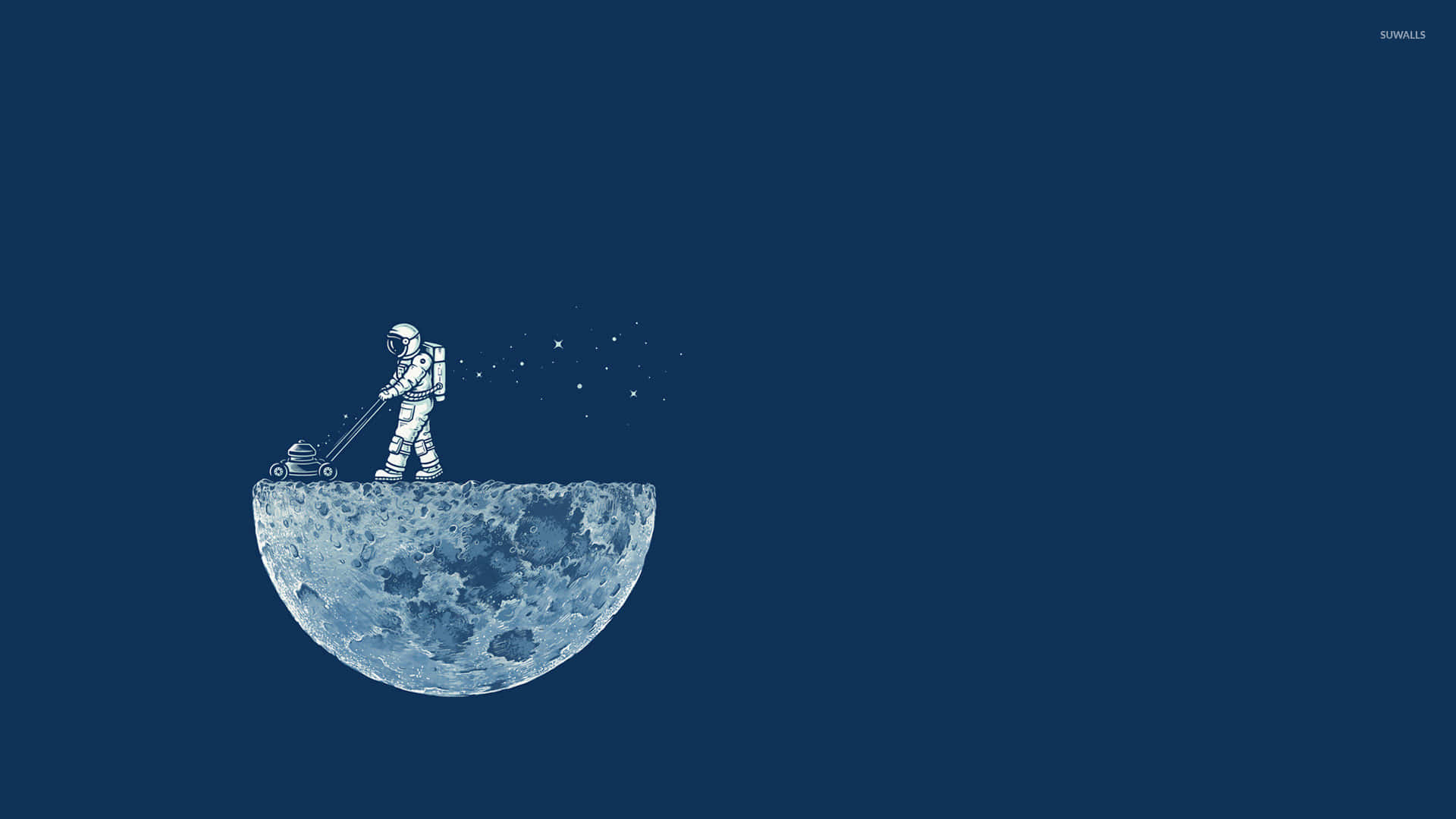 astronaut, lawnmower, moon, Full HD Desktop Wallpaper