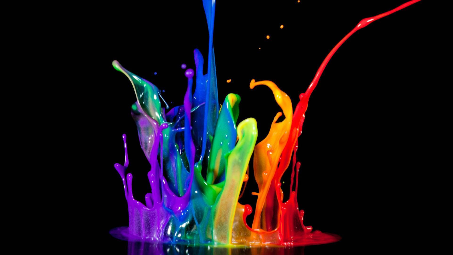 water color full hd drops, rainbow, paint splashes, Full HD Desktop Wallpaper