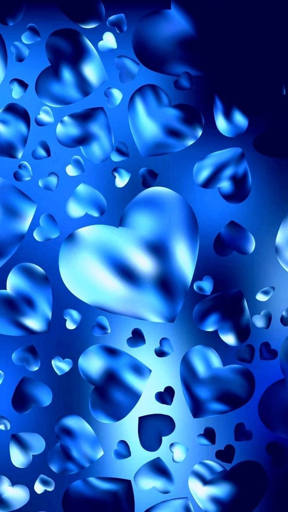 glossy blue hearts, gradient blue background, iPhone, HD Phone Wallpaper